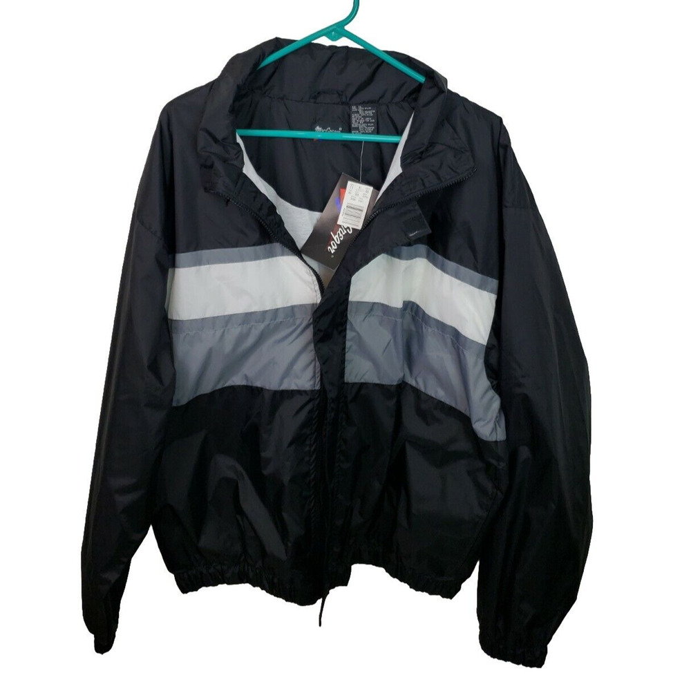 NWT MacGregor Windbreaker Black Gray Lightweight Zipup Jacket Size XL